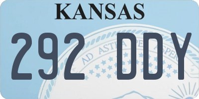 KS license plate 292DDY
