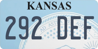 KS license plate 292DEF