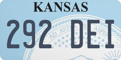 KS license plate 292DEI