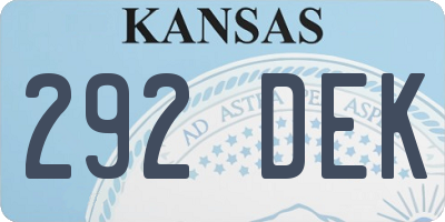 KS license plate 292DEK