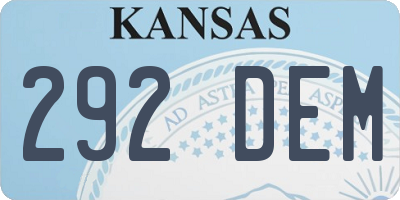KS license plate 292DEM