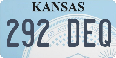 KS license plate 292DEQ
