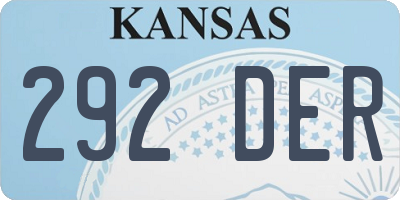 KS license plate 292DER
