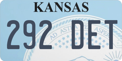 KS license plate 292DET