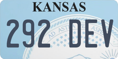 KS license plate 292DEV