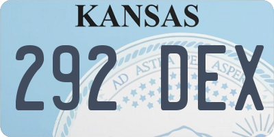 KS license plate 292DEX