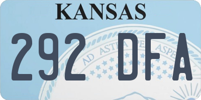 KS license plate 292DFA