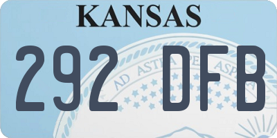 KS license plate 292DFB