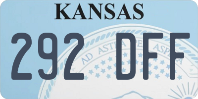 KS license plate 292DFF