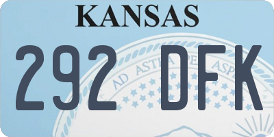 KS license plate 292DFK