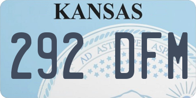 KS license plate 292DFM