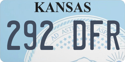 KS license plate 292DFR