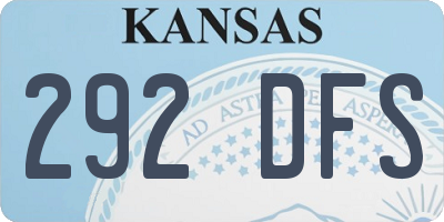 KS license plate 292DFS