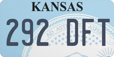 KS license plate 292DFT