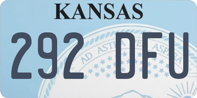 KS license plate 292DFU