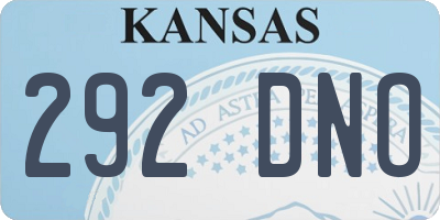 KS license plate 292DNO