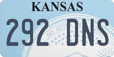 KS license plate 292DNS