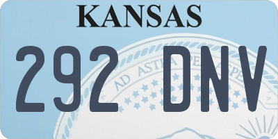 KS license plate 292DNV