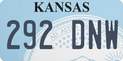 KS license plate 292DNW