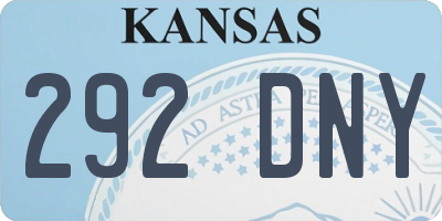 KS license plate 292DNY