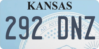 KS license plate 292DNZ