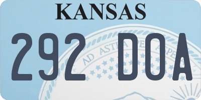 KS license plate 292DOA