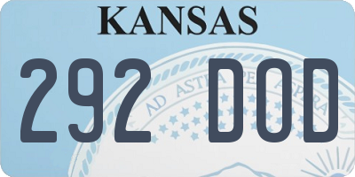 KS license plate 292DOD