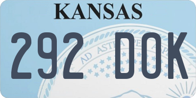 KS license plate 292DOK