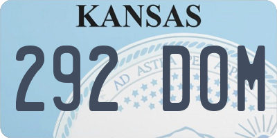 KS license plate 292DOM