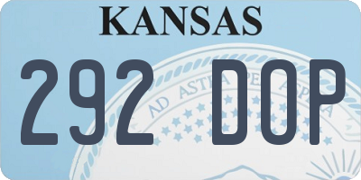 KS license plate 292DOP