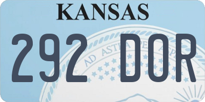 KS license plate 292DOR