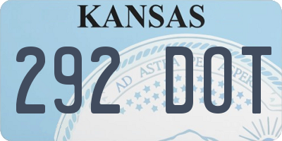 KS license plate 292DOT