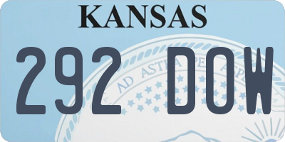 KS license plate 292DOW