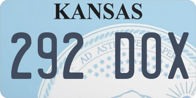 KS license plate 292DOX