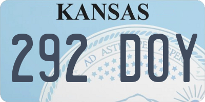 KS license plate 292DOY