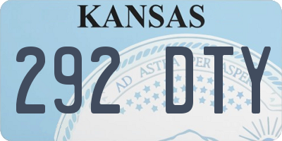 KS license plate 292DTY
