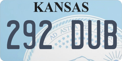 KS license plate 292DUB