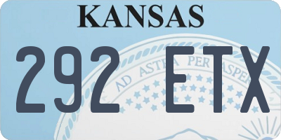 KS license plate 292ETX