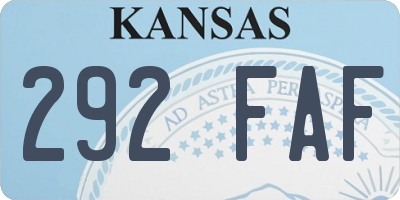 KS license plate 292FAF