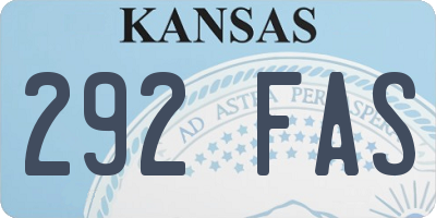 KS license plate 292FAS