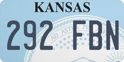 KS license plate 292FBN