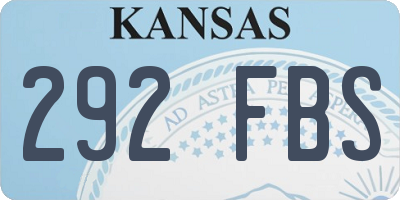 KS license plate 292FBS