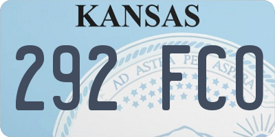 KS license plate 292FCO