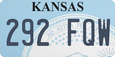 KS license plate 292FQW