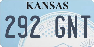 KS license plate 292GNT