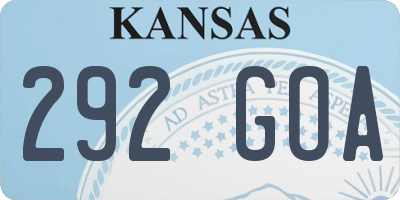 KS license plate 292GOA