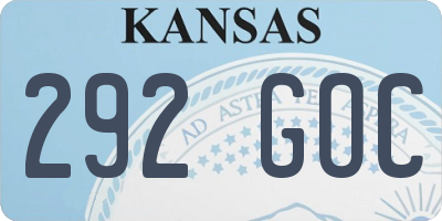 KS license plate 292GOC