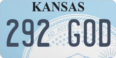 KS license plate 292GOD