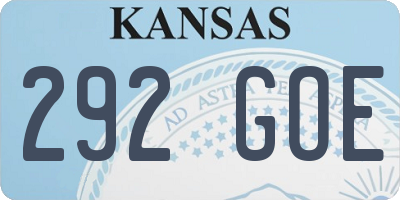 KS license plate 292GOE