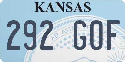 KS license plate 292GOF